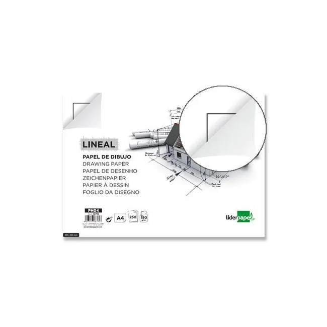 PAPEL DIBUJO LIDERPAPEL 210X297MM 150G/M2 CON CAJETIN