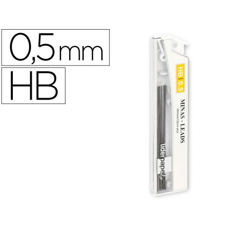 MINAS LIDERPAPEL GRAFITO 0.5 MM HB TUBO DE 12 MINAS