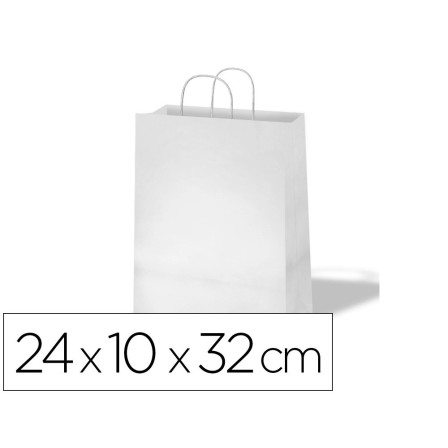 BOLSA DE PAPEL BASIKA CELULOSA BLANCO ASA RETORCIDA TAMAÑO "S" 240X...