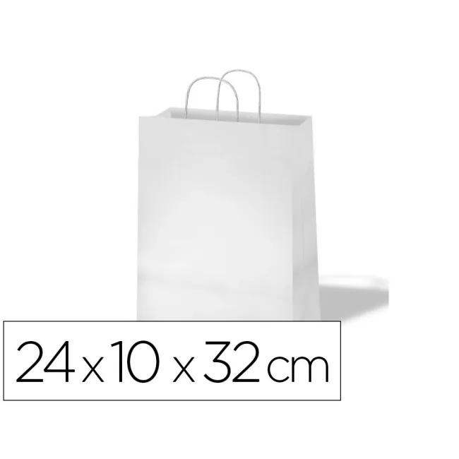 BOLSA DE PAPEL BASIKA CELULOSA BLANCO ASA RETORCIDA TAMAÑO "S" 240X...