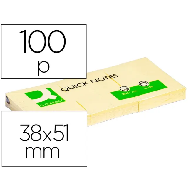 BLOC DE NOTAS ADHESIVAS QUITA Y PON Q-CONNECT 40X50 MM CON 100 HOJAS