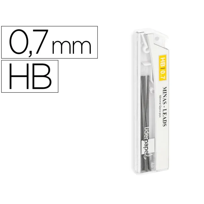 MINAS LIDERPAPEL GRAFITO 0.7 MM HB TUBO DE 12 MINAS