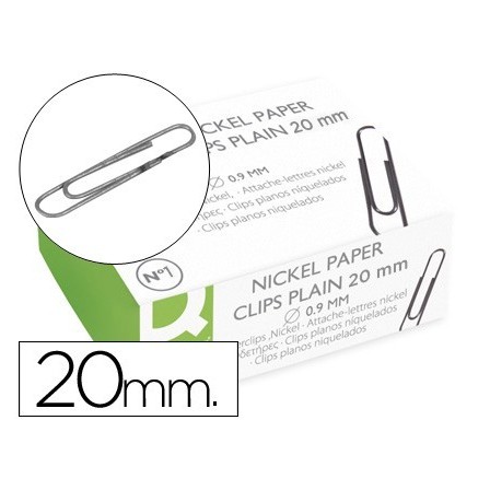 CLIPS NIQUELADOS Q-CONNECT No.1 20 MM CAJA DE 100