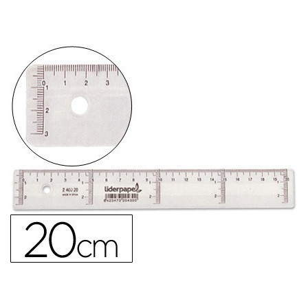 REGLA LIDERPAPEL 20 CM PLASTICO CRISTAL