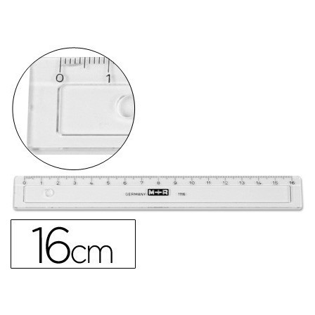 REGLA MOR 16 CM PLASTICO TRANSPARENTE CON BISEL
