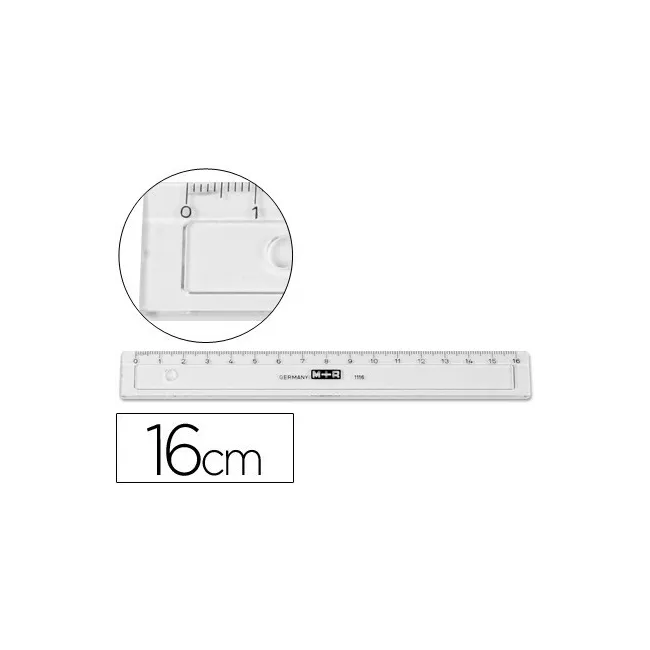 REGLA MOR 16 CM PLASTICO TRANSPARENTE CON BISEL