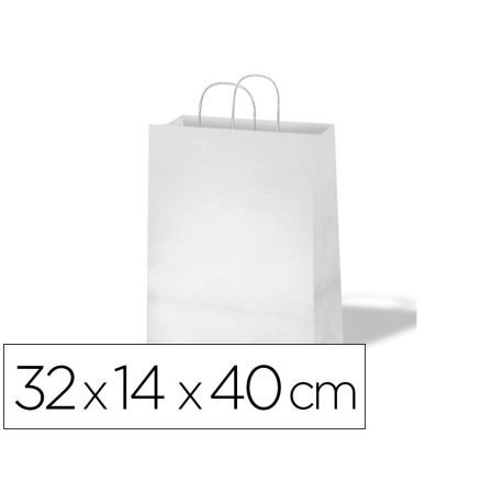 BOLSA DE PAPEL BASIKA CELULOSA BLANCO ASA RETORCIDA TAMAÑO "L" 320X...