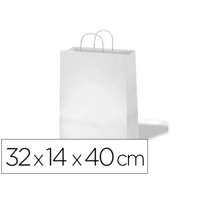 BOLSA DE PAPEL BASIKA CELULOSA BLANCO ASA RETORCIDA TAMAÑO "L" 320X...