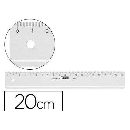 REGLA MOR 20 CM PLASTICO TRANSPARENTE