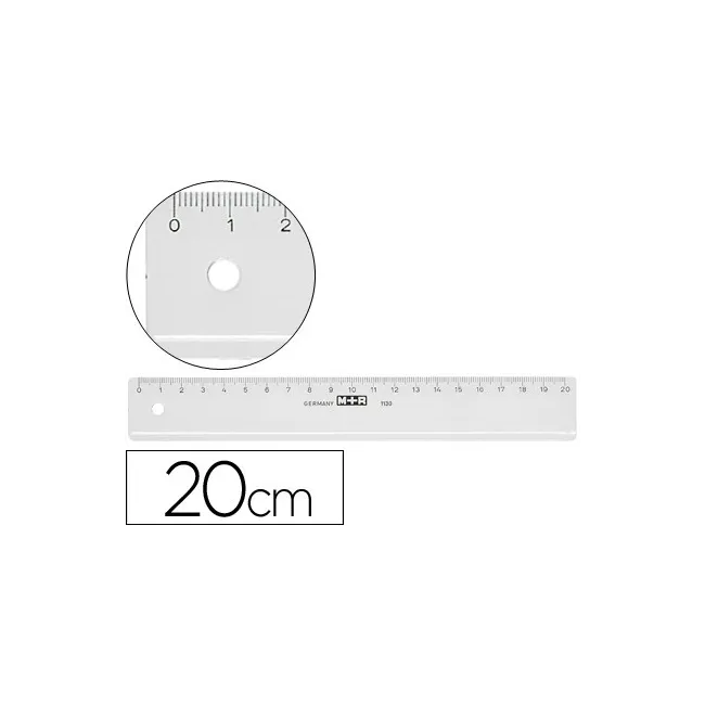 REGLA MOR 20 CM PLASTICO TRANSPARENTE