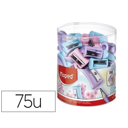 SACAPUNTAS MAPED PLASTICO VIVO 1 USO COLORES PASTEL