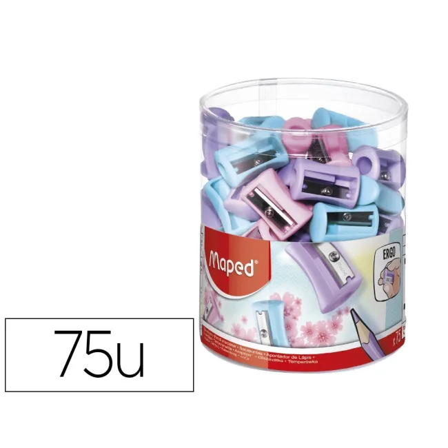 SACAPUNTAS MAPED PLASTICO VIVO 1 USO COLORES PASTEL
