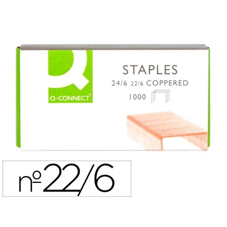 GRAPAS Q-CONNECT No. 22/6 -COBREADAS -CAJA DE 1000