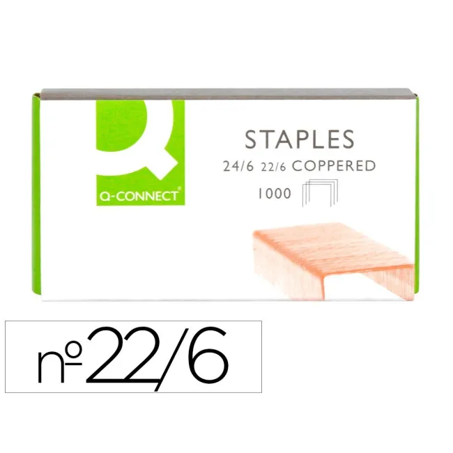 GRAPAS Q-CONNECT No. 22/6 -COBREADAS -CAJA DE 1000