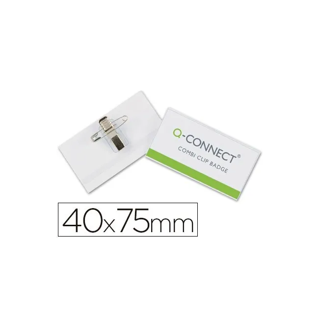 25 IDENTIFICADORES Q-CONNECT CON PINZA E IMPERDIBLE KF17457 40X75 MM