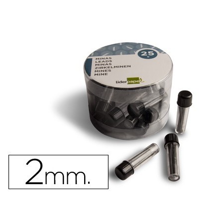 MINAS LIDERPAPEL GRAFITO PARA COMPAS 2 MM ESTUCHE DE 3 MINAS