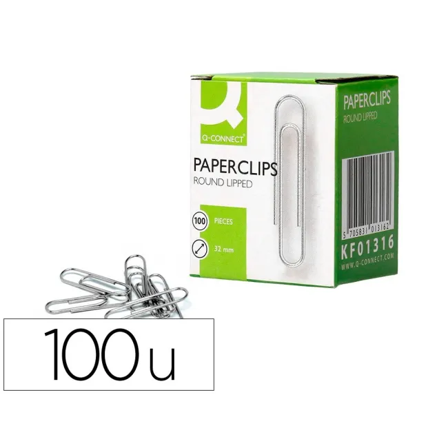CLIPS NIQUELADOS Q-CONNECT Nº232MM CAJA DE 100