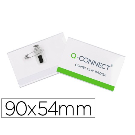 IDENTIFICADOR CON PINZA E IMPERDIBLE Q-CONNECT KF01567 -54X90 MM.