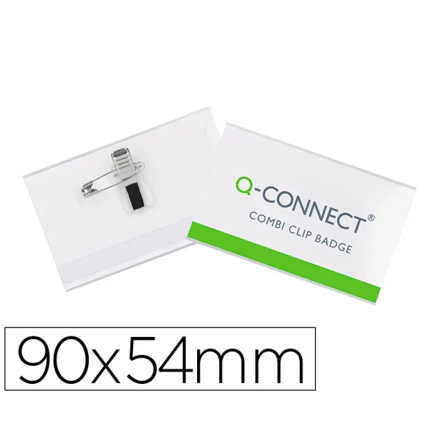 IDENTIFICADOR CON PINZA E IMPERDIBLE Q-CONNECT KF01567 -54X90 MM.