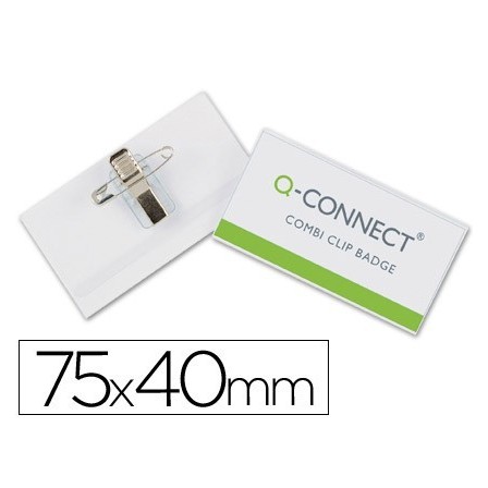 IDENTIFICADOR Q-CONNECT CON PINZA E IMPERDIBLE KF01568 40X75 MM.