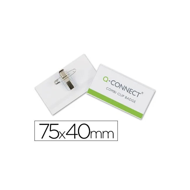 IDENTIFICADOR Q-CONNECT CON PINZA E IMPERDIBLE KF01568 40X75 MM.