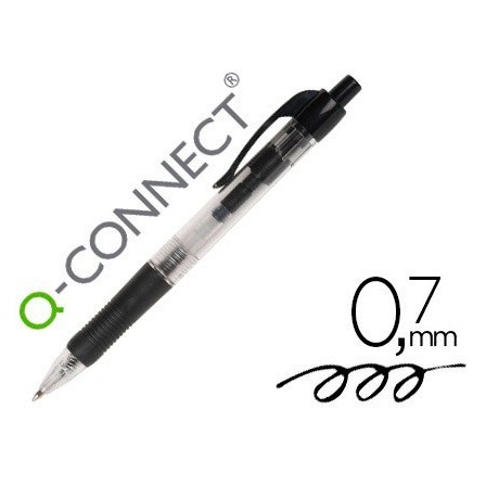 BOLIGRAFO Q-CONNECT NEGRO RETRACTIL -CON SUJECION DE CAUCHO