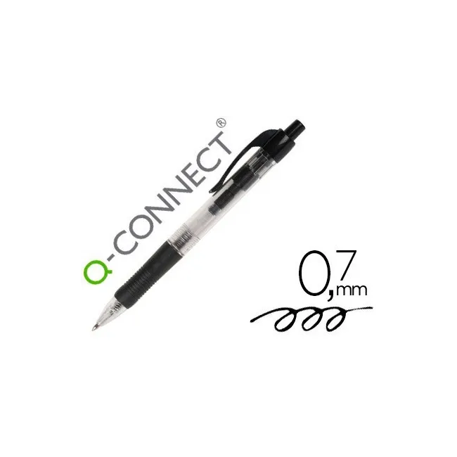 BOLIGRAFO Q-CONNECT NEGRO RETRACTIL -CON SUJECION DE CAUCHO