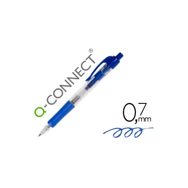BOLIGRAFO Q-CONNECT AZUL RETRACTIL -CON SUJECION DE CAUCHO