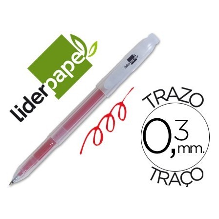 BOLIGRAFO LIDERPAPEL SUPER GEL PUNTA 0.5 MM ROJO