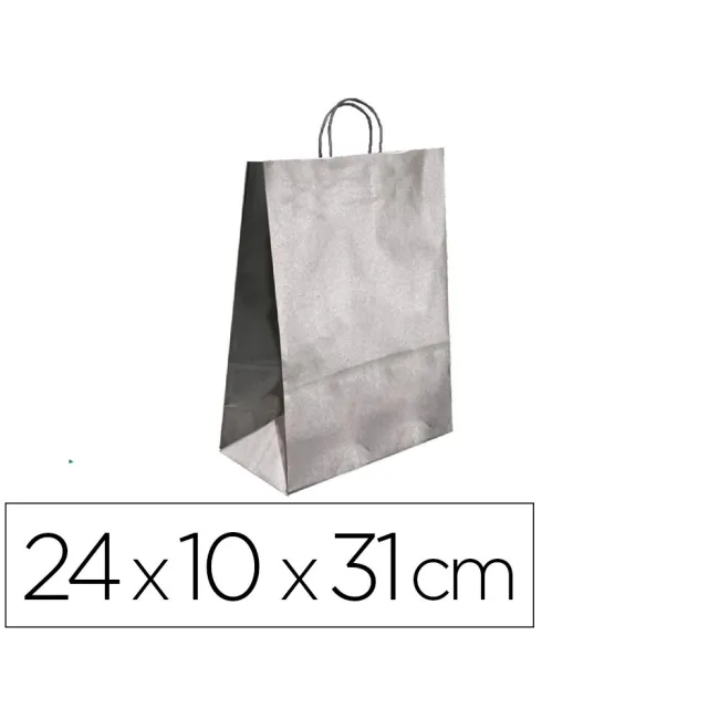 BOLSA KRAFT Q-CONNECT PLATA ASA RETORCIDA 240X100X310 MM