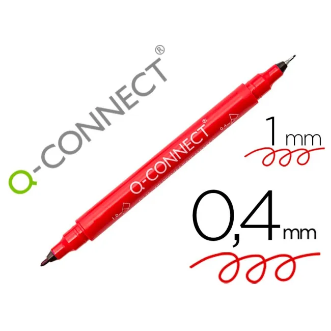 ROTULADOR Q-CONNECT MARCADOR PERMANENTE DOBLE PUNTA COLOR ROJO 0,4 ...