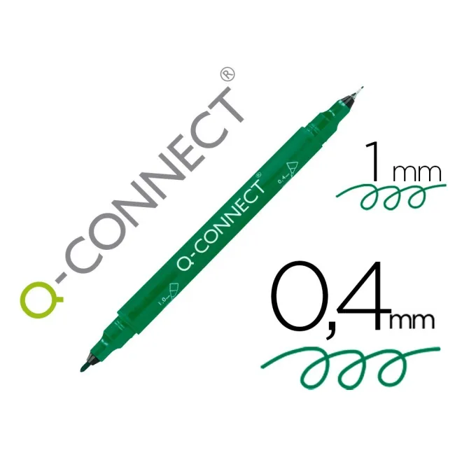 ROTULADOR Q-CONNECT MARCADOR PERMANENTE DOBLE PUNTA COLOR VERDE 0,4...