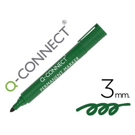 ROTULADOR Q-CONNECT MARCADOR PERMANENTE VERDE PUNTA REDONDA 3.0 MM