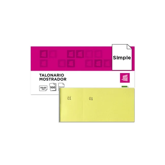 TALONARIO LIDERPAPEL MOSTRADOR 50X110 MM TL07 AMARILLO CON MATRIZ