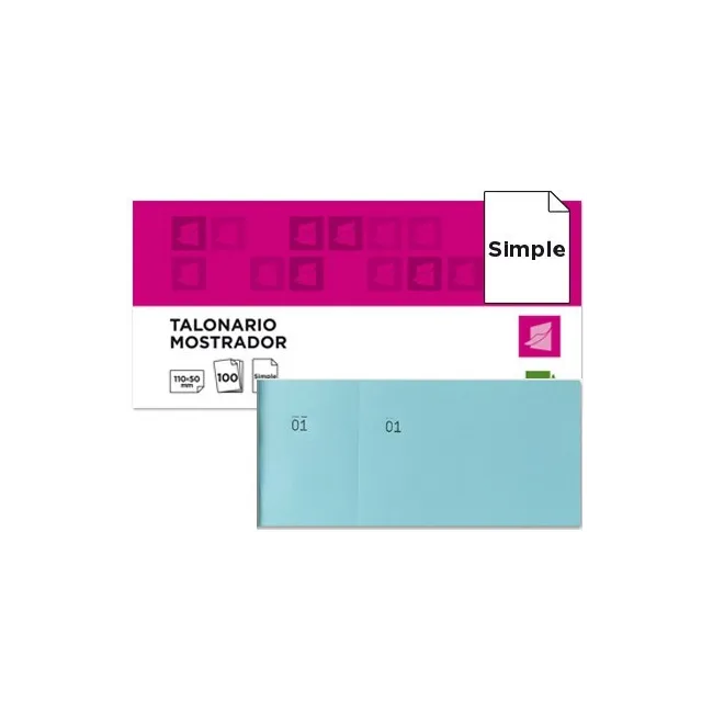TALONARIO LIDERPAPEL MOSTRADOR 50X110 MM TL08 CELESTE CON MATRIZ