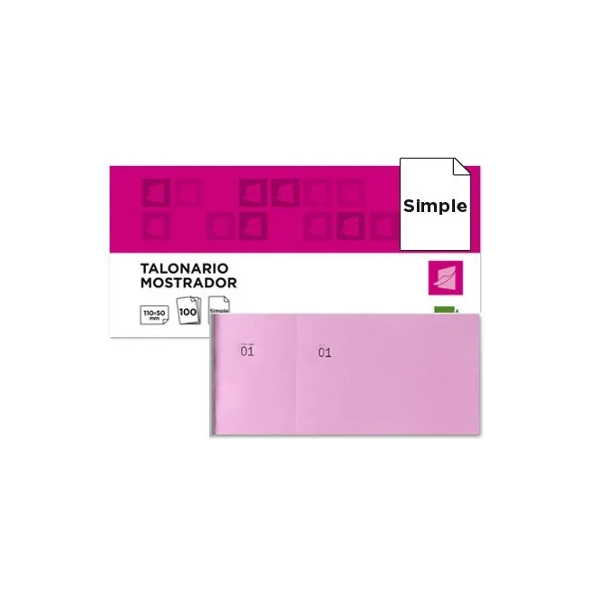 TALONARIO LIDERPAPEL MOSTRADOR 50X110 MM TL11 ROSA CON MATRIZ