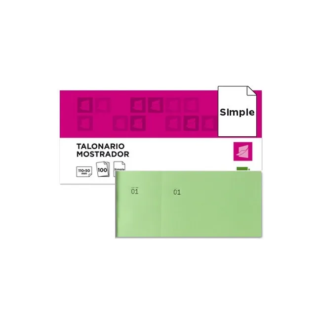 TALONARIO LIDERPAPEL MOSTRADOR 50X110 MM TL12 VERDE CON MATRIZ
