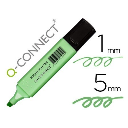 ROTULADOR Q-CONNECT FLUORESCENTE PASTEL VERDE PUNTA BISELADA