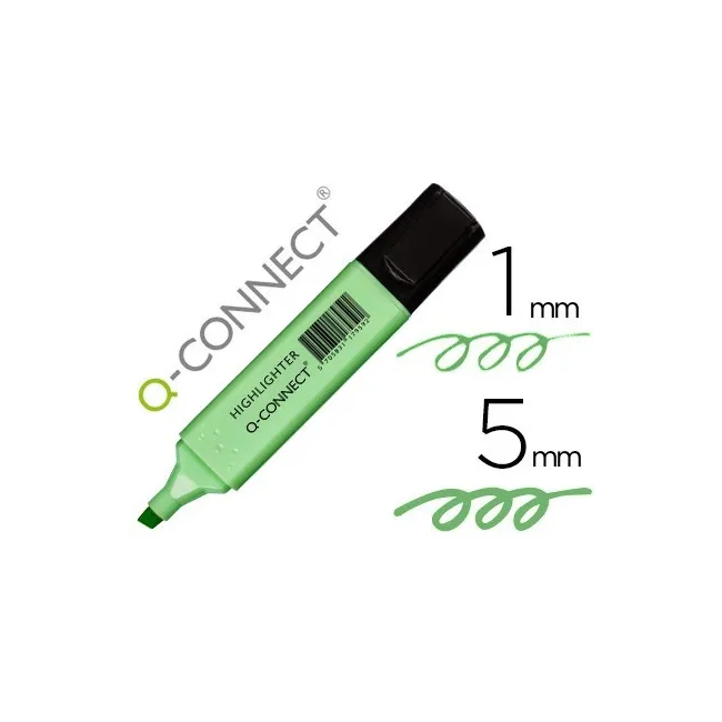 ROTULADOR Q-CONNECT FLUORESCENTE PASTEL VERDE PUNTA BISELADA