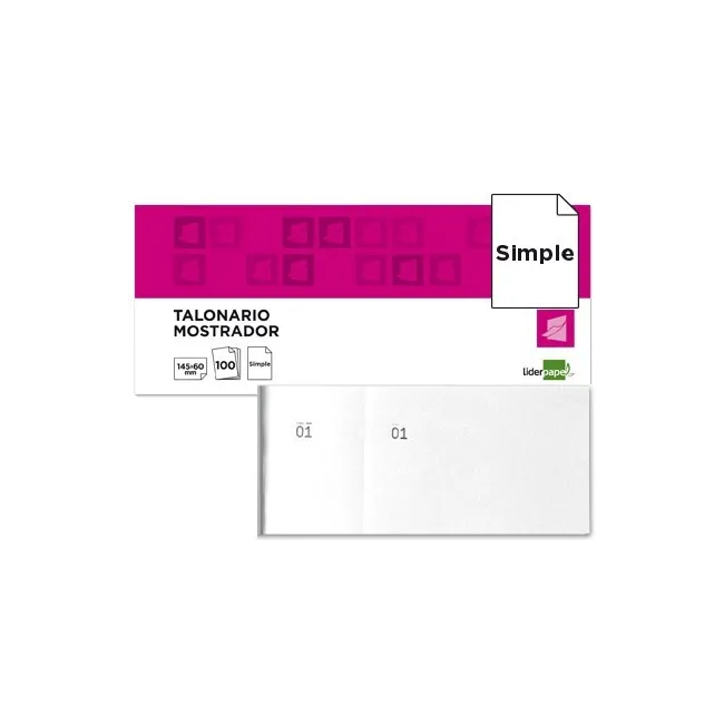 TALONARIO LIDERPAPEL MOSTRADOR 60X145 MM TL02 BLANCO CON MATRIZ