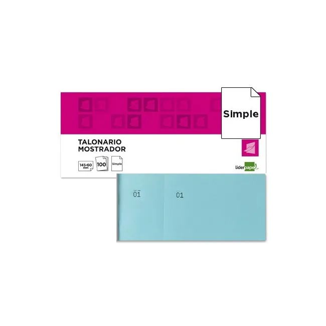 TALONARIO LIDERPAPEL MOSTRADOR 60X145 MM TL03 CELESTE CON MATRIZ