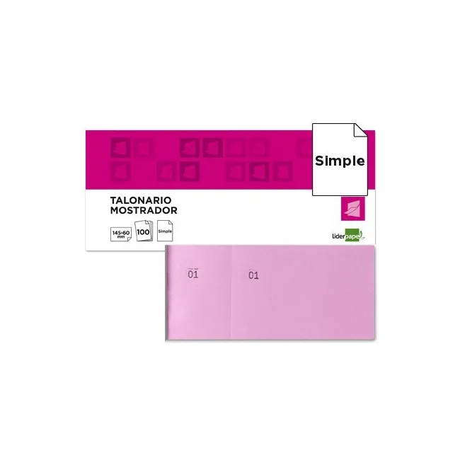 TALONARIO LIDERPAPEL MOSTRADOR 60X145 MM TL05 ROSA CON MATRIZ