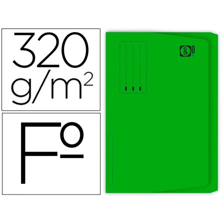 SUBCARPETA CARTULINA GIO FOLIOPOCKET VERDE CON BOLSA Y SOLAPA 250GR.
