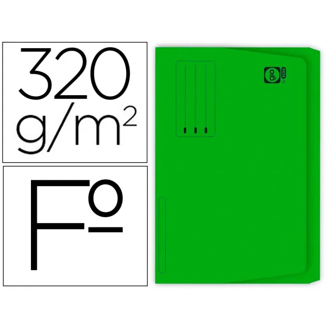 SUBCARPETA CARTULINA GIO FOLIOPOCKET VERDE CON BOLSA Y SOLAPA 250GR.