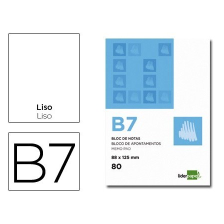 BLOC NOTAS LIDERPAPEL LISO B7 80 HOJAS 60G/M2 PERFORADO