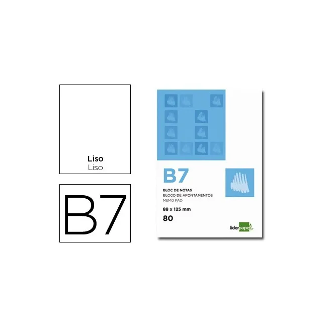 BLOC NOTAS LIDERPAPEL LISO B7 80 HOJAS 60G/M2 PERFORADO