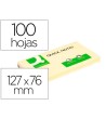 BLOC DE NOTAS ADHESIVAS QUITA Y PON Q-CONNECT 75X125 MM CON 100 HOJAS