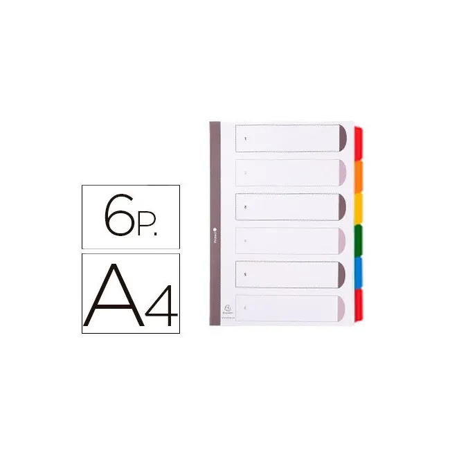 SEPARADOR EXACOMPTA CARTULINA JUEGO DE 6 SEPARADORES DIN A4 MULTITA...