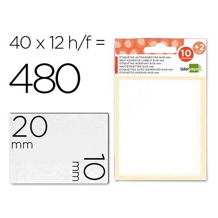 ETIQUETAS LIDERPAPEL SOBRE DE 10 H. + 2 H. OBSEQUIO 10X20 MM -35 UN...
