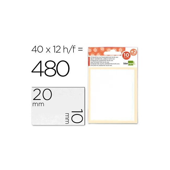 ETIQUETAS LIDERPAPEL SOBRE DE 10 H. + 2 H. OBSEQUIO 10X20 MM -35 UN...